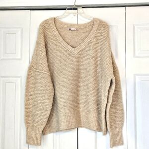 Cozy Beige V-Neck Sweater